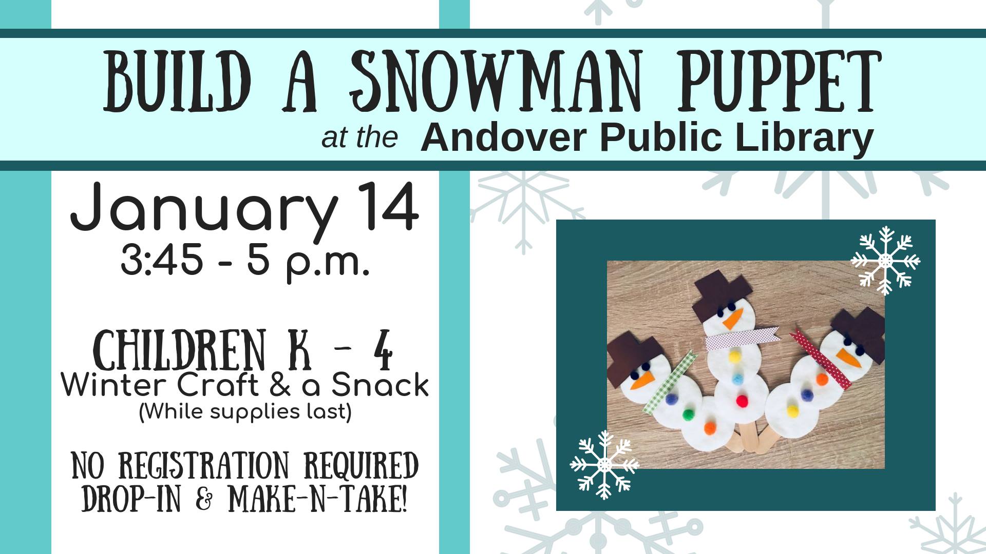 Build a Snowman Puppet for Children K-4